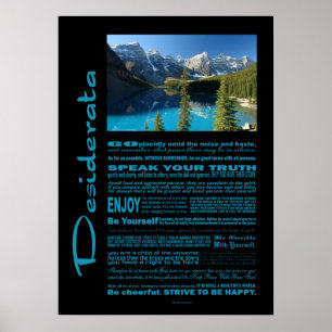 Desiderata Poem Moraine Lake Poster