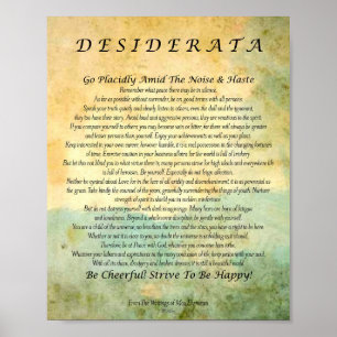 Desiderata Poem on Watercolor Forest Poster