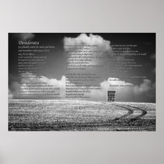 Desiderata Poem op Haystack en Tracks Poster (Voorkant)