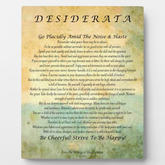 Desiderata Poem over Waterverf Forest Fotoplaat (Voorkant)
