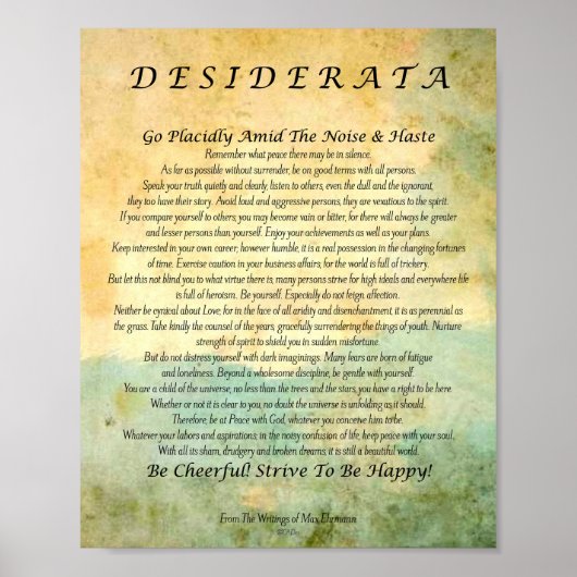 Desiderata Poem over Waterverf Forest Poster (Voorkant)