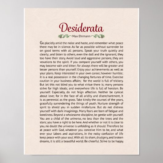 Desiderata Poem-Poster afdrukken Poster (Voorkant)