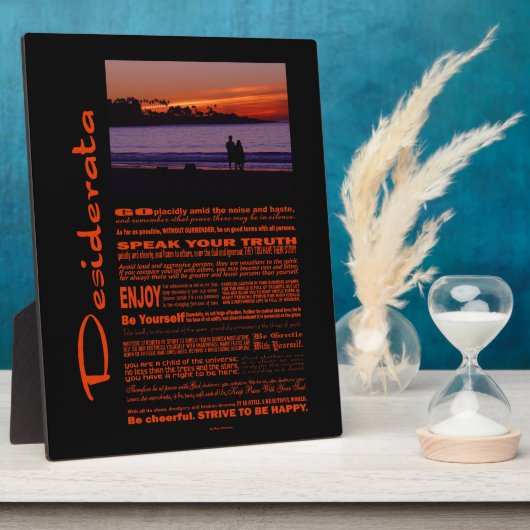 Desiderata Poem Romantic Couple bij Sunset Fotoplaat (Zijkant)