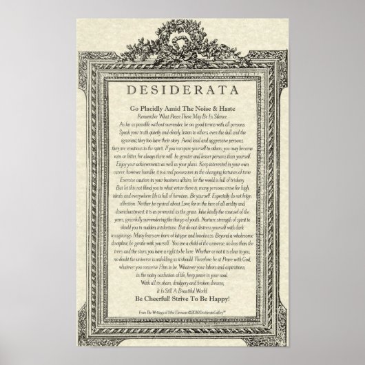 Desiderata Poem van Max Ehrmann Antiek Mirror Poster (Voorkant)