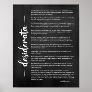 Desiderata Poem van Max Ehrmann Black en White Poster