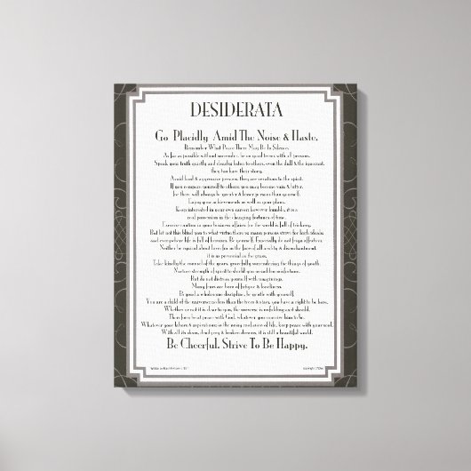 DESIDERATA Poem van Max Ehrmann Canvas Afdruk (Voorkant)