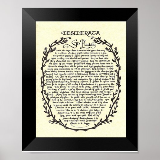 DESIDERATA Poem van Max Ehrmann Poster (Voorkant)