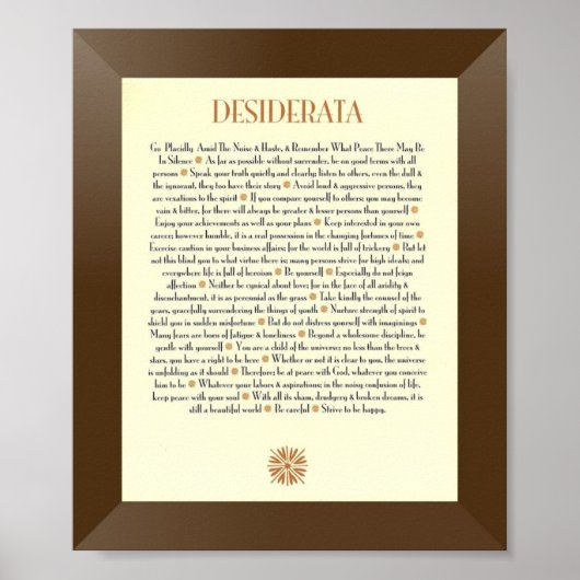 DESIDERATA Poem van Max Ehrmann Poster (Voorkant)
