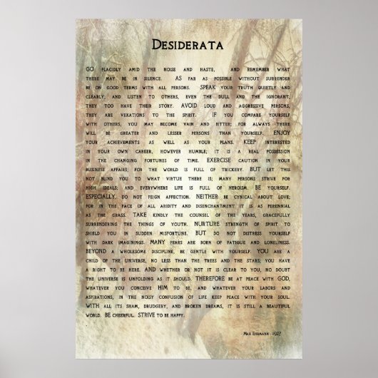 Desiderata Poem van Max Ehrmann Poster (Voorkant)