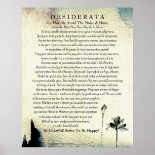 Desiderata Poem van Max Ehrmann Waterverf Lotus Poster