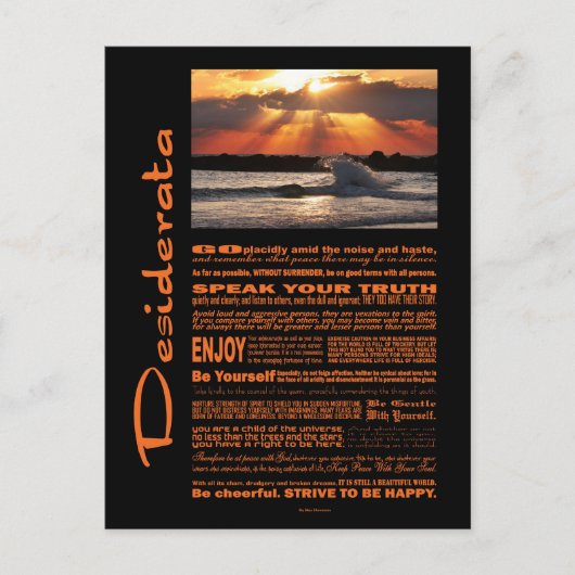 Desiderata Poem Wave Hugging Sunset Briefkaart (Voorkant)