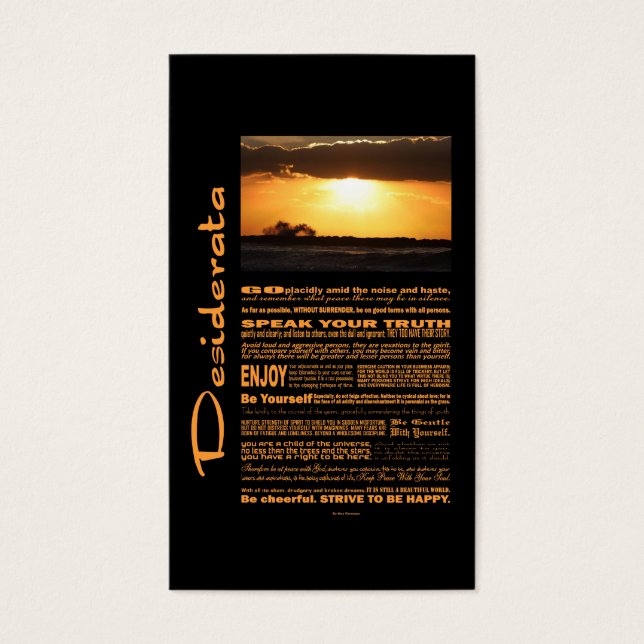 Desiderata Poem Waves Au Coucher Du Soleil (Devant)