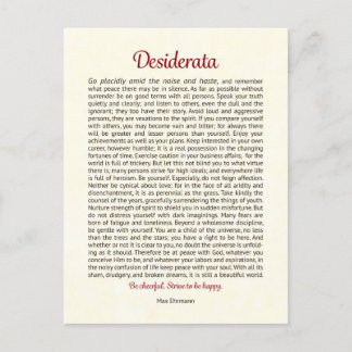 Desiderata Postcard | Desiderata Mini Art Briefkaart