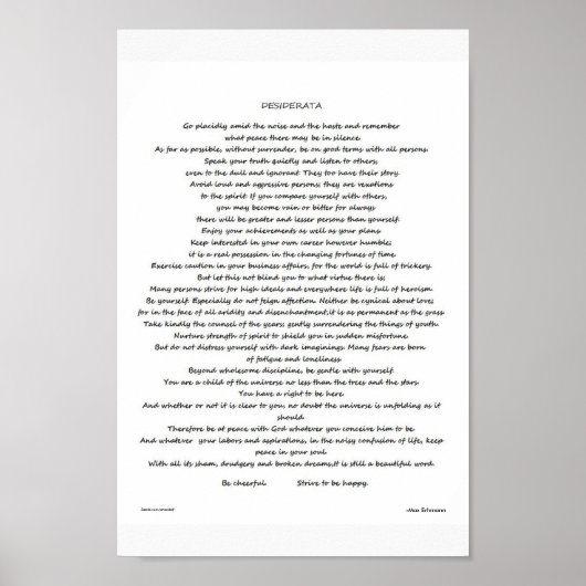 DESIDERATA POSTER (Devant)