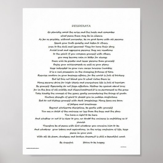 DESIDERATA POSTER (Voorkant)