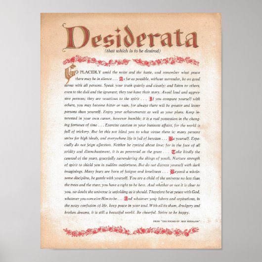 DESIDERATA POSTER (Voorkant)