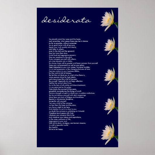 Desiderata ~ Poster (Devant)
