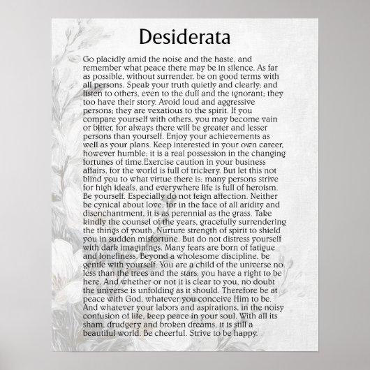 DESIDERATA POSTER (Voorkant)