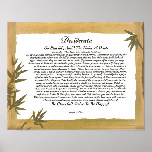 Desiderata Poster 11x14 en andere formaten ook! (Voorkant)