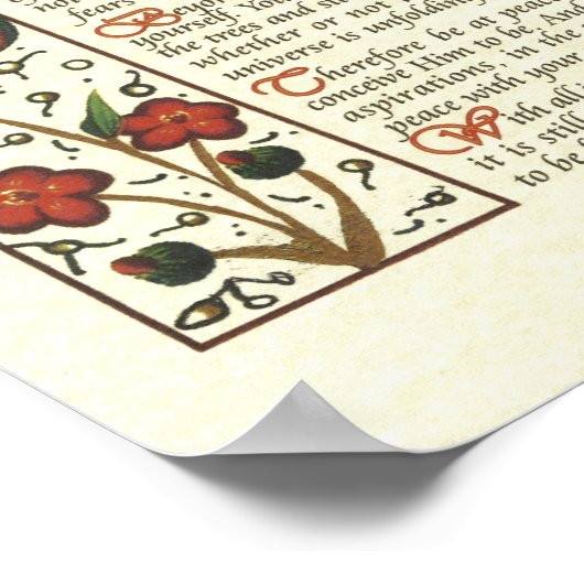 DESIDERATA Poster by Max Ehrmann= Leaf Calligraphy (Coin)