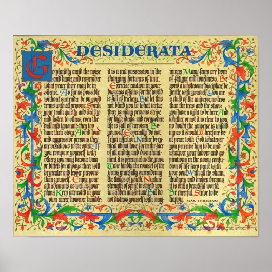 DESIDERATA-Poster: Max Ehrmann=Florentine II Poster (Voorkant)