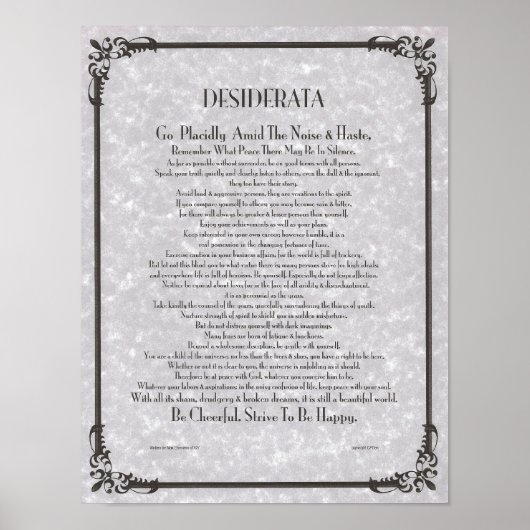 DESIDERATA Poster par Max Ehrmann DE NOMBREUSES TA (Devant)