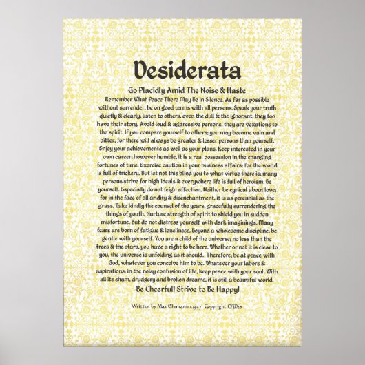 DESIDERATA-Poster van Max Ehrmann MANY SIZES Poster (Voorkant)