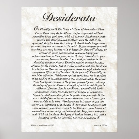 DESIDERATA-Poster van Max Ehrmann MANY SIZES Poster (Voorkant)