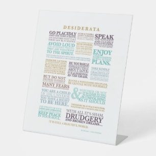 Desiderata Proza van Max Ehrmann Reclamebord Met Voetstuk