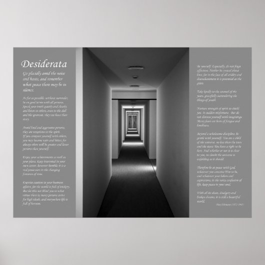 Desiderata - Recederende corridor Poster (Voorkant)