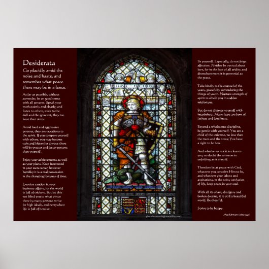 Desiderata - Sint-George gekleurd glas Poster (Voorkant)