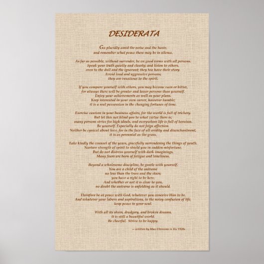 Desiderata Straw Poster (Voorkant)