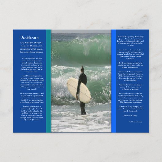 DESIDERATA Surfen op het Wave Briefkaart (Voorkant)