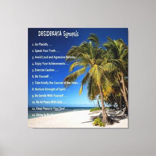 DESIDERATA Synopsis - Lounge under the Palms Canvas Afdruk (Voorkant)