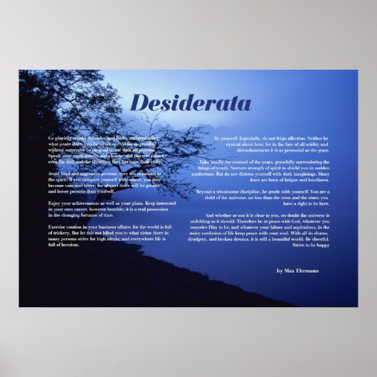 Desiderata Tree by Lake Poster (Voorkant)