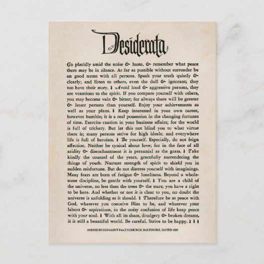 Desiderata vintages - carte postale (Devant)