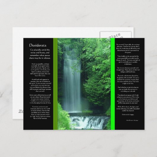 DESIDERATA Watervallen Briefkaart (Voorkant / Achterkant)