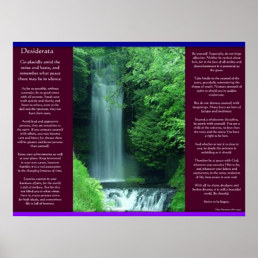 DESIDERATA WatervalPosters Poster (Voorkant)
