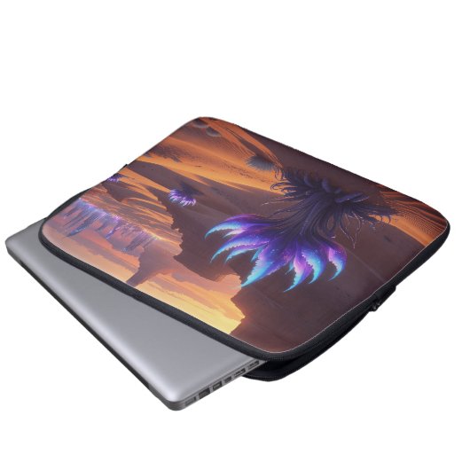 Desierto místico con ciudad futurista laptop sleeve (Voorkant onderkant)