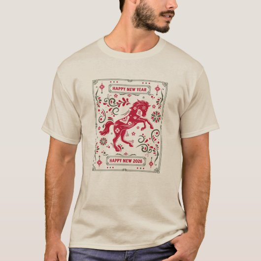 Design 2026 Chinese New Year in red T-shirt (Voorkant)