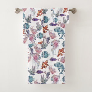 Design 2 van de Samenstelling van de Waterverf ond Bad Handdoek