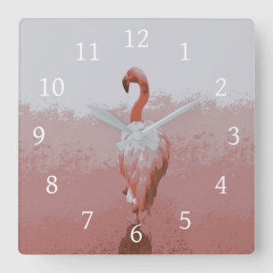 Design 60 flamingo bird vierkante klok