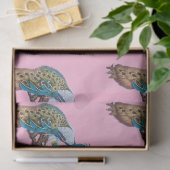 Design 9 roze weefselpapier uit de Peacock-reeks Tissuepapier (Geschenk)