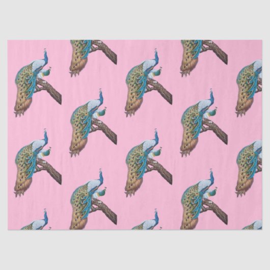 Design 9 roze weefselpapier uit de Peacock-reeks Tissuepapier (Voorkant)