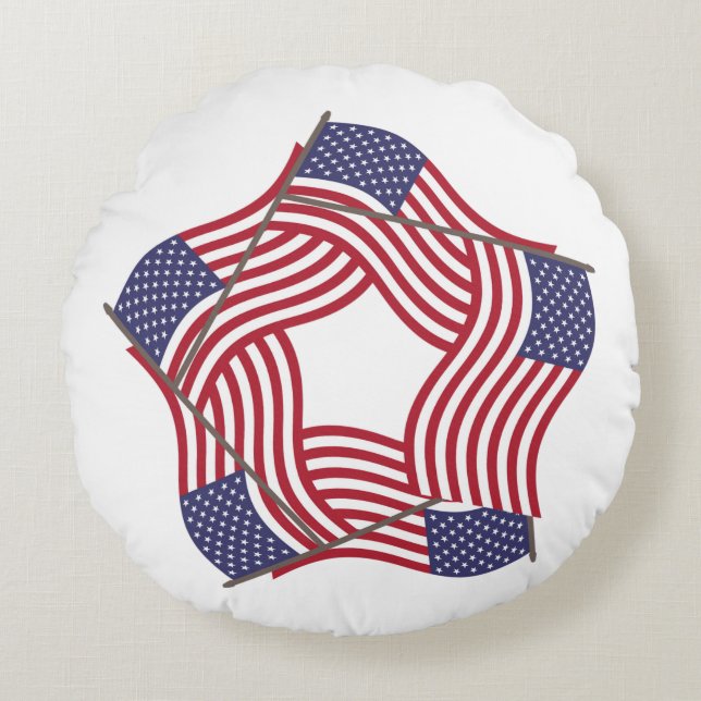 Design aan beide zijden met Patriottische Amerikaa Rond Kussen (Voorkant)
