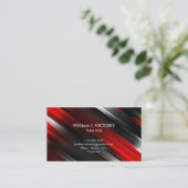 Design abstrait rouge argent noir carte de visite (Debout devant)