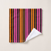Design bandes verticales orange rose noir (Gant de toilette)