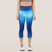 Design bleu futuriste sur les leggings capri (Recto)