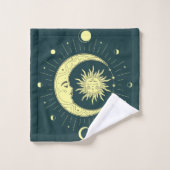 Design céleste du soleil et de la lune avec phases (Gant de toilette)