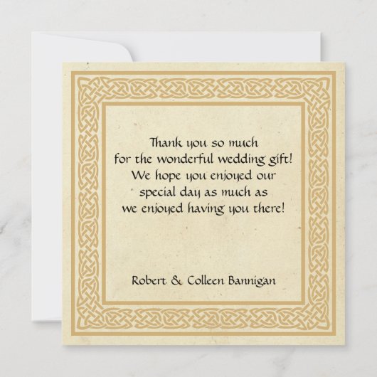 Design Celtique Avec Claddagh Mariage Merci (Dos)